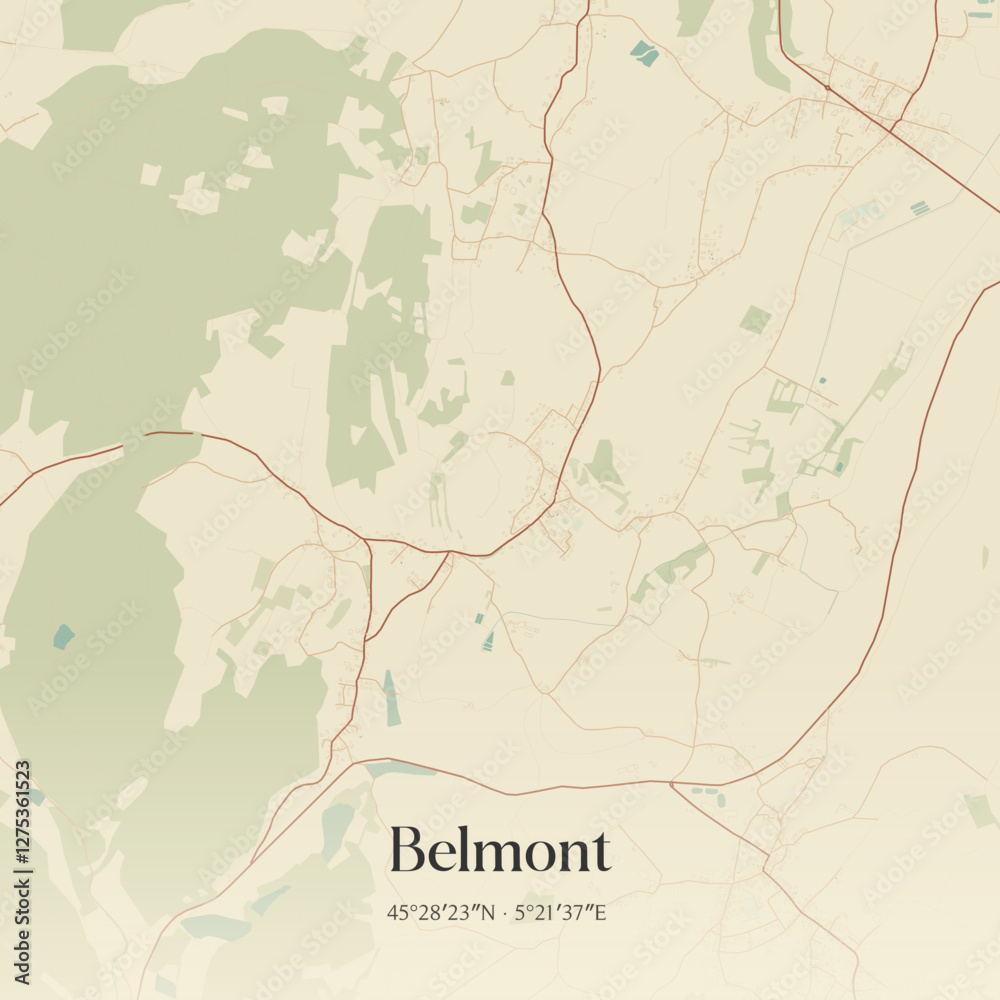 Fototapeta premium Vintage map of Belmont, France.