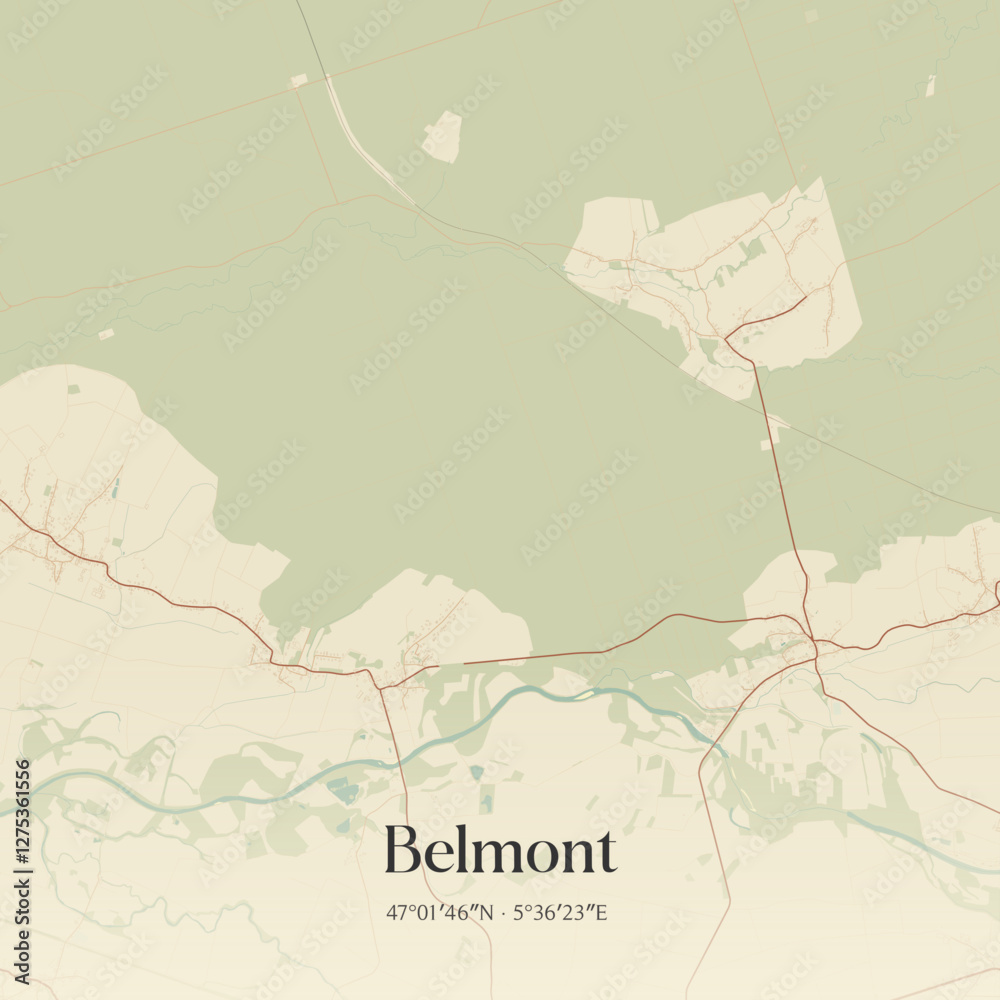 Fototapeta premium Vintage map of Belmont, France.