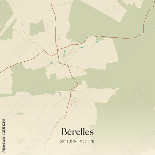 Vintage map of Bérelles, France.