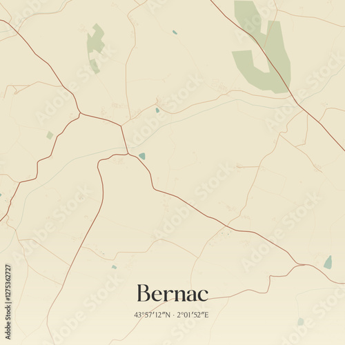 Vintage map of Bernac, France.