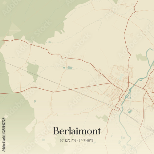 Vintage map of Berlaimont, France.