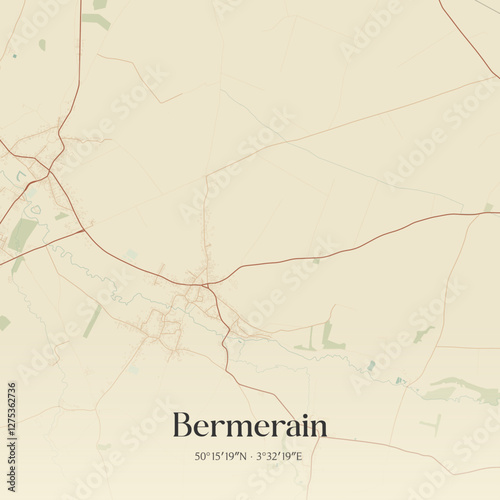 Vintage map of Bermerain, France.