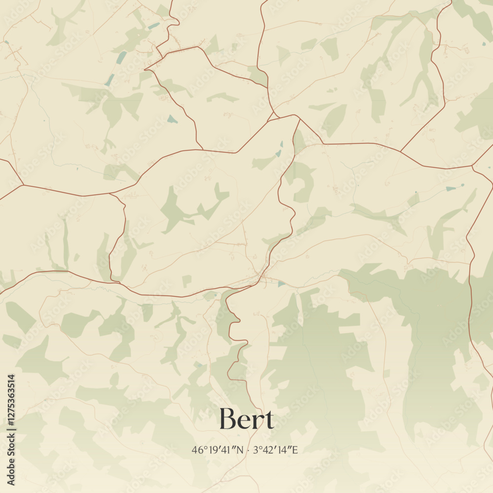 Fototapeta premium Vintage map of Bert, France.