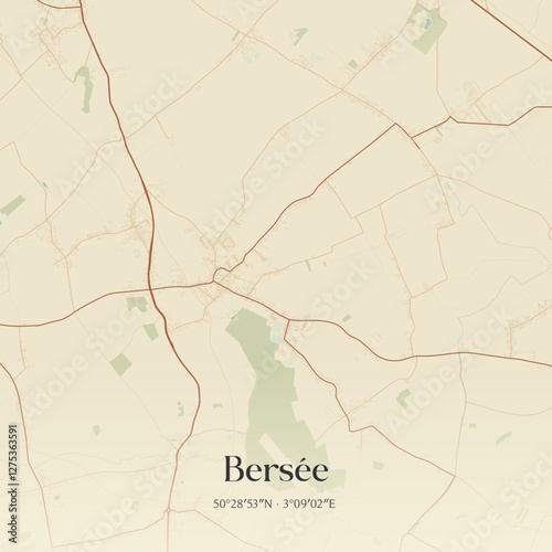 Vintage map of Bersée, France.