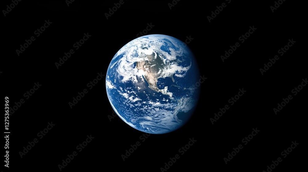 Nightly planet Earth in dark outer space Nightly planet Earth in dark outer space