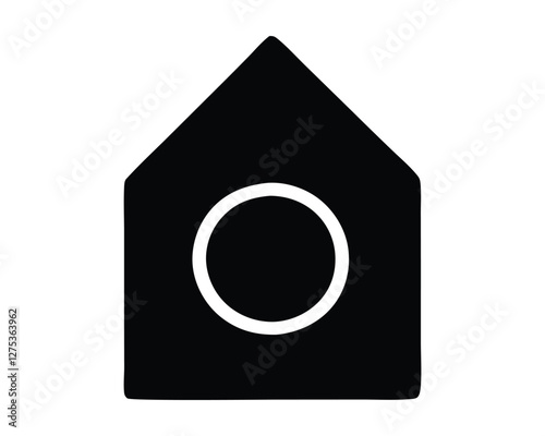 Black House Icon with Circle Window