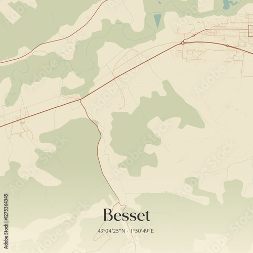 Vintage map of Besset, France.
