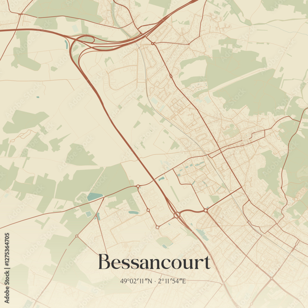Obraz premium Vintage map of Bessancourt, France.