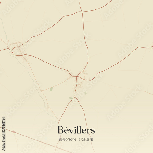 Vintage map of Bévillers, France.