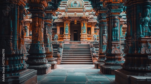Ornate Temple Entrance With Intricate Stone Carvings