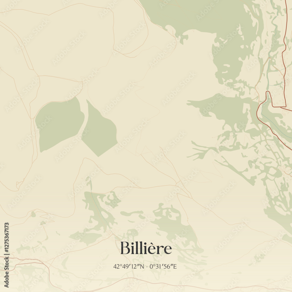 Obraz premium Vintage map of Billière, France.