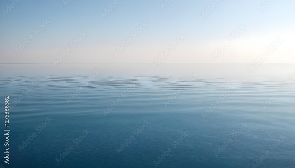 Obraz premium Simple calm blue sea, ocean under a blue sky. Calm mood, mood photo, sea, sky background. Landscape. heaven, dawn. Spiritual, wellness, meditation, summer, zen. 