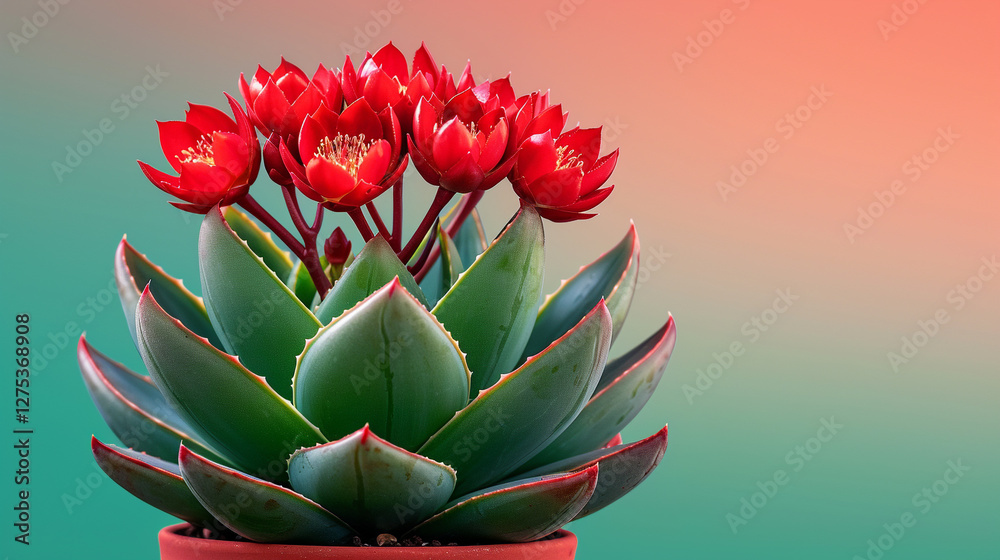 Fototapeta premium Aloe Vera Blossom Close-Up with Blue Sky
