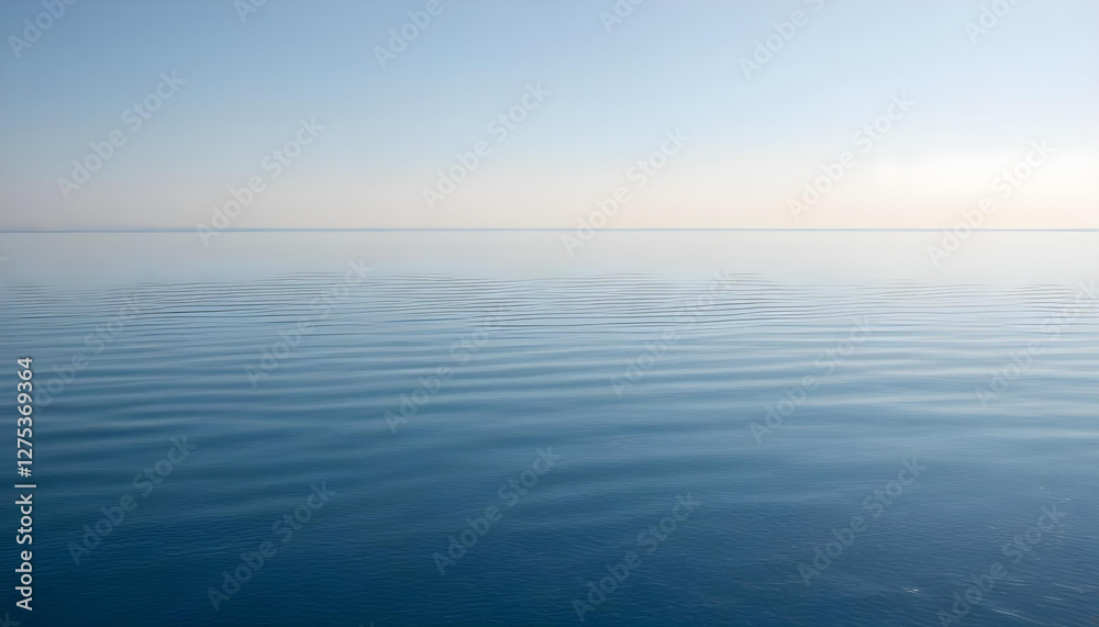 Obraz premium Simple calm blue sea, ocean under a blue sky. Calm mood, mood photo, sea, sky background. Landscape. heaven, dawn. Spiritual, wellness, meditation, summer, zen.
