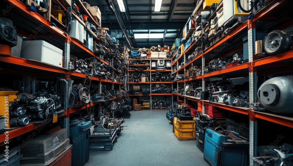 Industrial Parts Storage Warehouse Interior