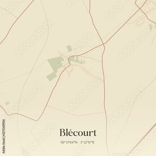 Vintage map of Blécourt, France.