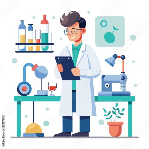 doctor doing his research in his lab vector