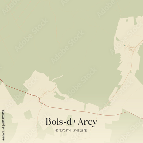 Vintage map of Bois-d'Arcy, France.