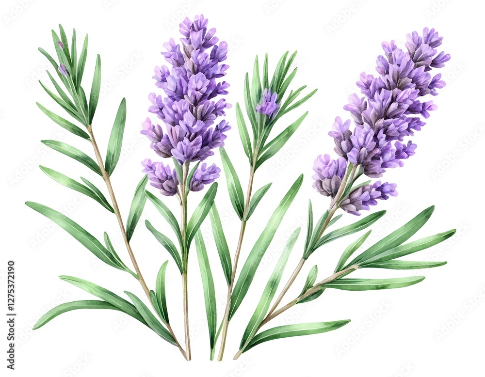 Fototapeta premium Watercolor Lavender Sprigs