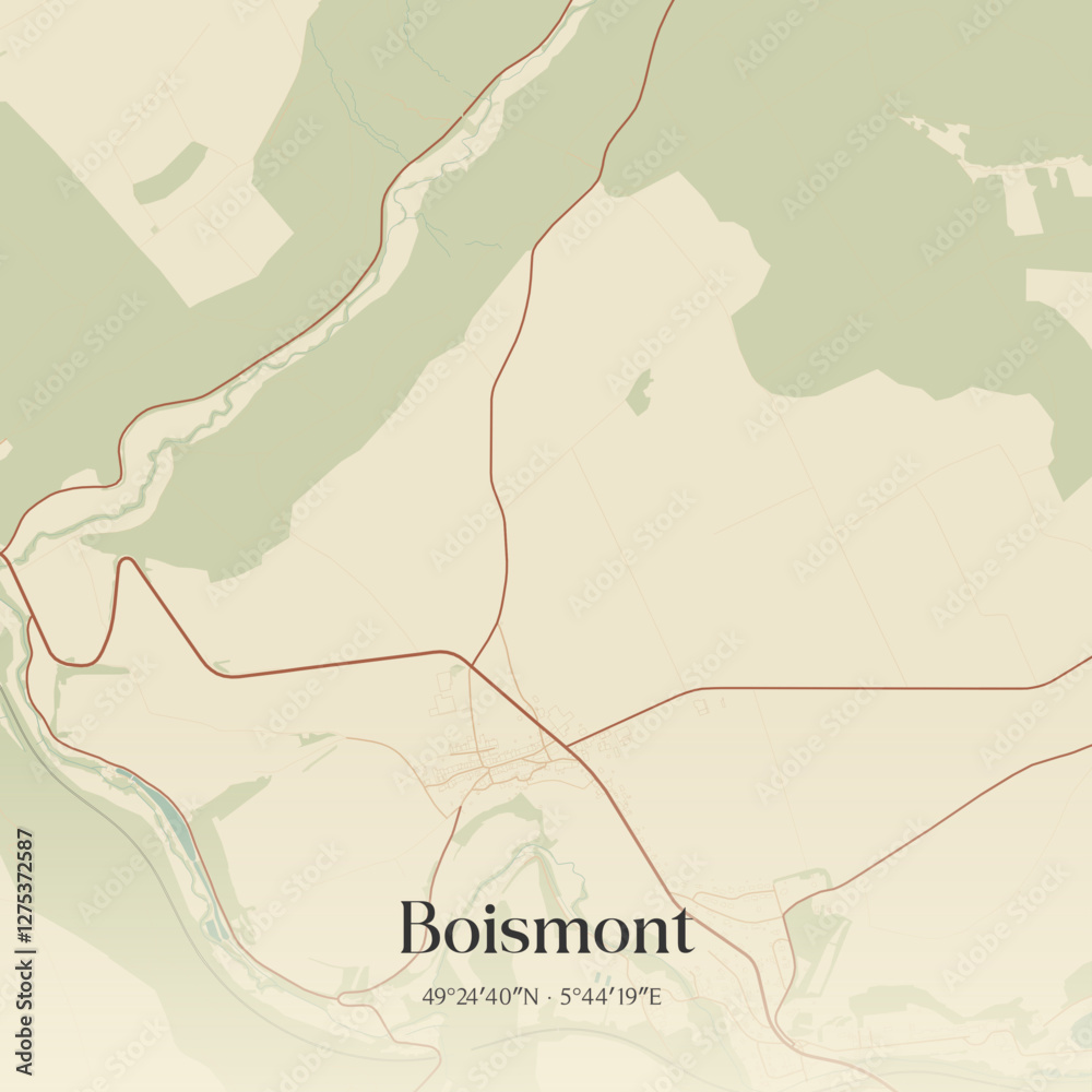 Fototapeta premium Vintage map of Boismont, France.