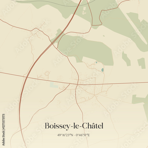 Vintage map of Boissey-le-Châtel, France.