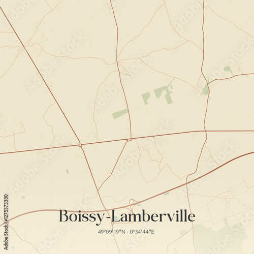 Vintage map of Boissy-Lamberville, France.