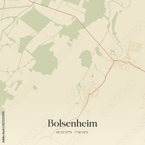 Vintage map of Bolsenheim, France.