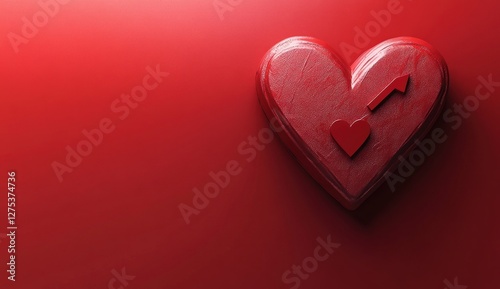 Red heart with keyhole and key.