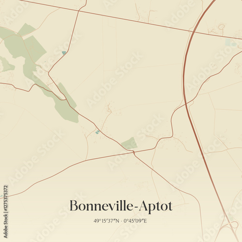 Vintage map of Bonneville-Aptot, France.