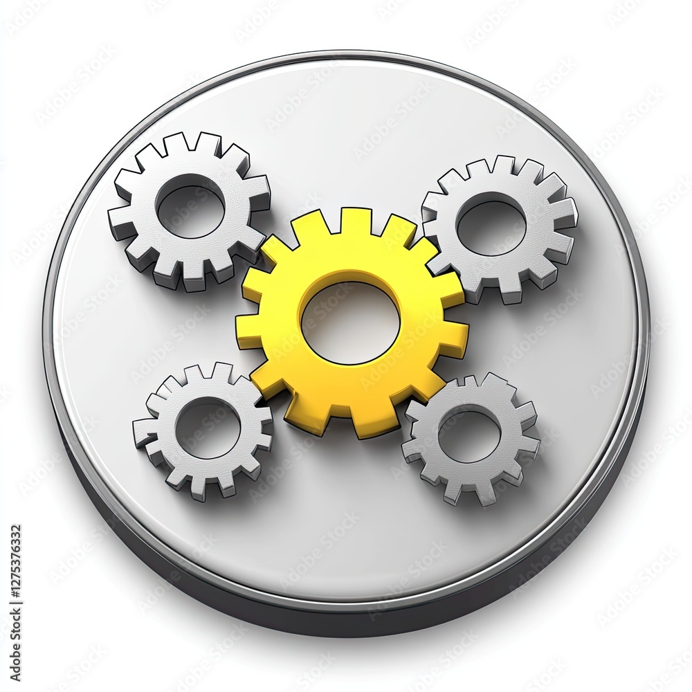 Interlocking Gears on a Button Icon Interlocking Gears on a Button Icon