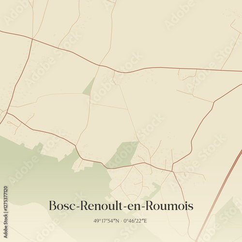 Vintage map of Bosc-Renoult-en-Roumois, France.