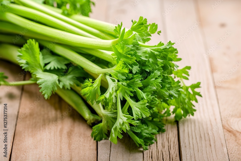 Green Celery sticks on the wood background Green Celery sticks on the wood background