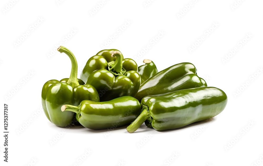 Green chopped sweet bell pepper isolated on white background Green chopped sweet bell pepper isolated on white background