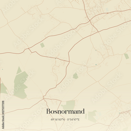 Vintage map of Bosnormand, France.