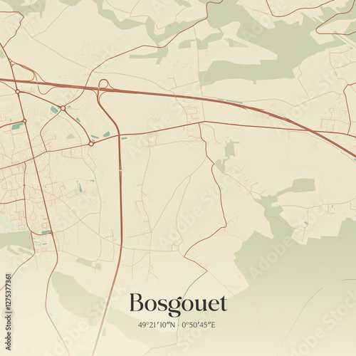 Vintage map of Bosgouet, France.