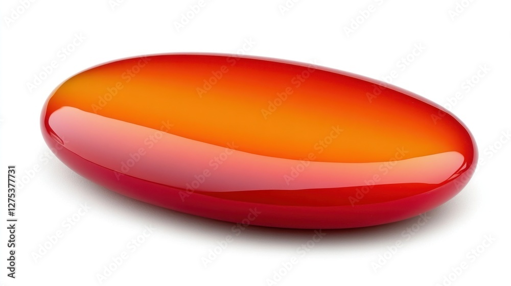 Smooth, red and orange polished oval stone isolated on white background. Smooth, red and orange polished oval stone isolated on white background.