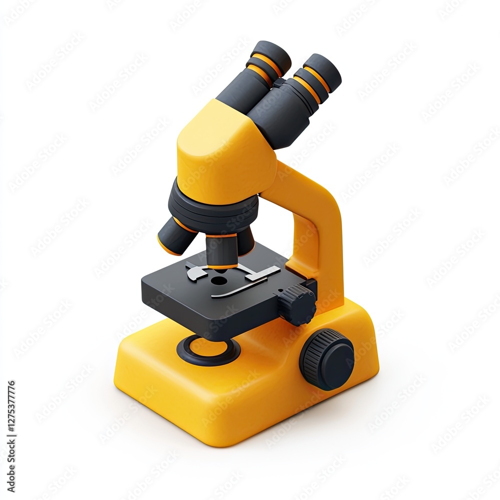Isometric Yellow Microscope on White Background Isometric Yellow Microscope on White Background