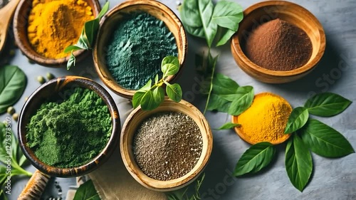 Vibrant Superfoods: A Colorful Collection of Healthy Powders and Ingredients