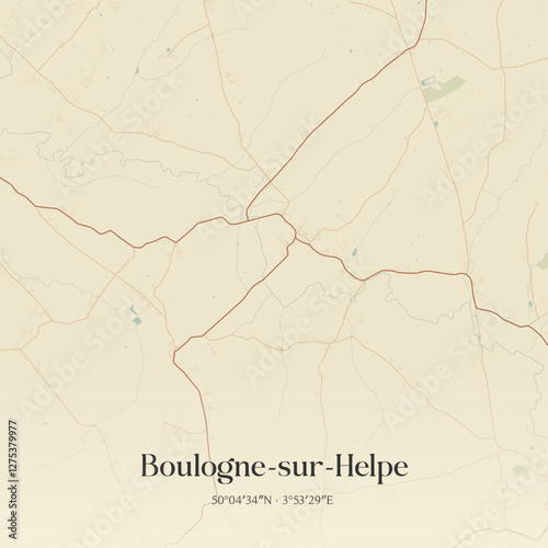Vintage map of Boulogne-sur-Helpe, France.
