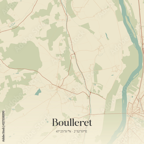 Vintage map of Boulleret, France.