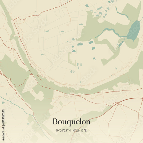 Vintage map of Bouquelon, France.
