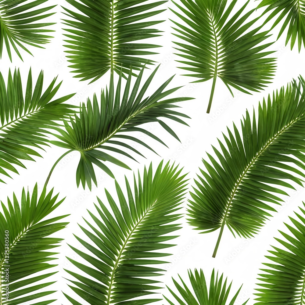 Fototapeta premium Tropical Palm Fronds on White Background