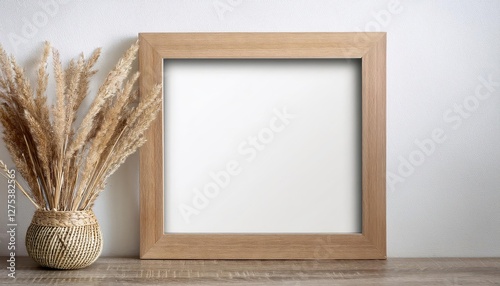 Classic Wooden Frame Showcasing Artwork, Photo, Print or Painting Against a Rustic Backdrop Perfect for Digital Art, Home Decor, or Design Inspiration.