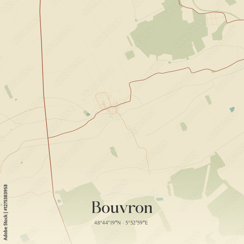 Obraz premium Vintage map of Bouvron, France.