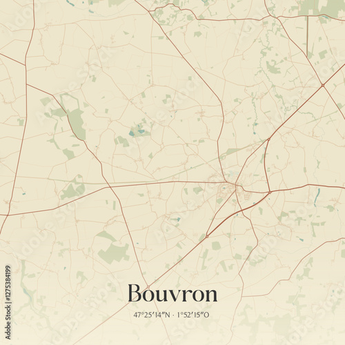 Vintage map of Bouvron, France.
