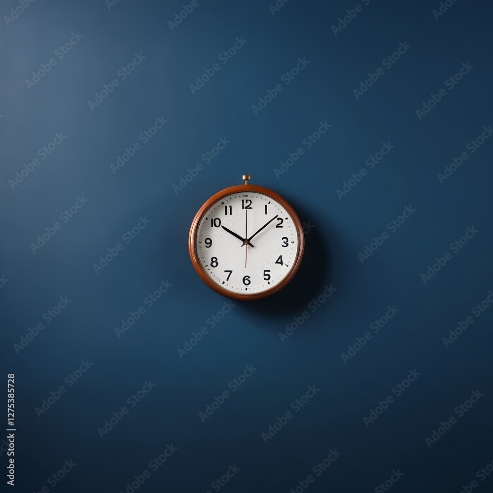 Minimalist Wall Clock on Blue Background Minimalist Wall Clock on Blue Background