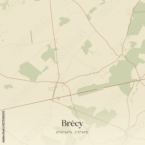 Vintage map of Brécy, France.