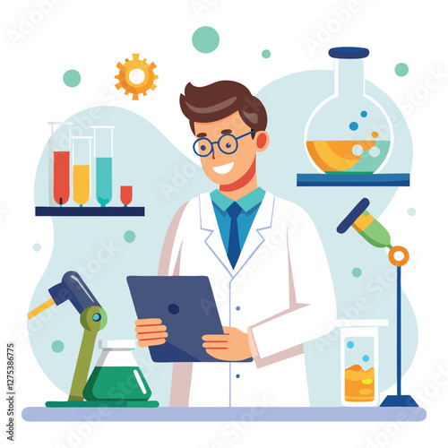 doctor doing his research in his lab vector