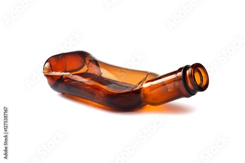 Brown bottle seems to be liitle bit unshaped isolated on white background photo