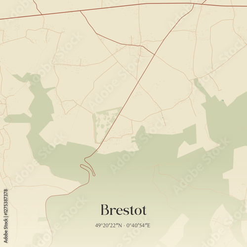 Vintage map of Brestot, France.